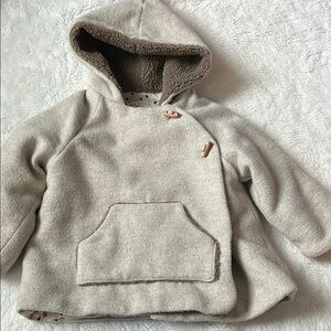Zara Cream and Brown Cozy Fleece Hoodie
